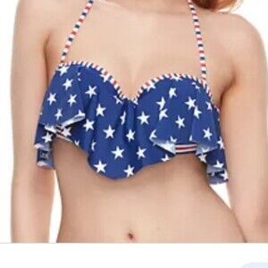3x25🎁𝅺xhilaration Womens Swuim Bikini top American Flag Festival Coquette